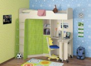 Кровать чердак с рабочей зоной и шкафом Теремок 1