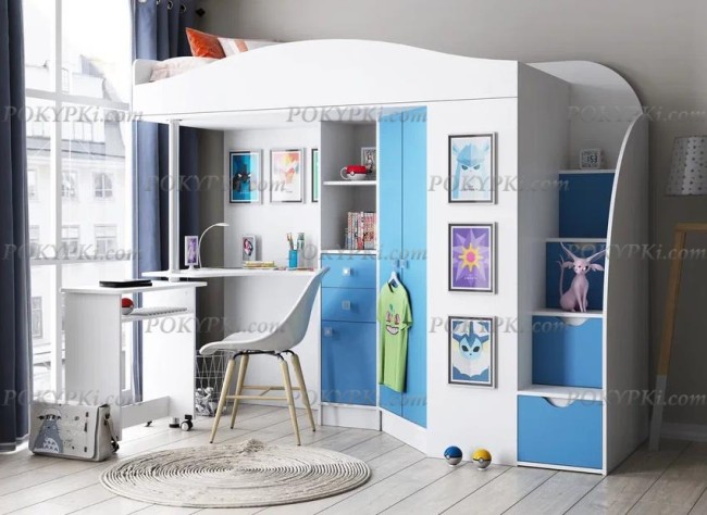 Кровать-чердак с рабочей зоной и шкафом Теремок-1 Гранд Кровать-чердак с рабочей зоной и шкафом Теремок-1 Гранд