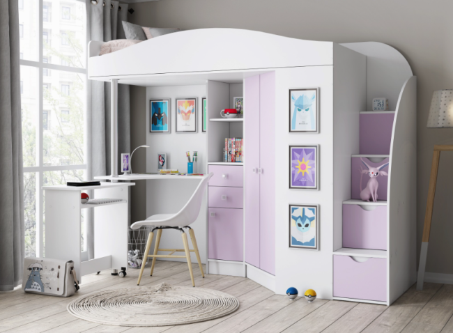 Кровать-чердак с рабочей зоной и шкафом Теремок-1 Гранд Кровать-чердак с рабочей зоной и шкафом Теремок-1 Гранд