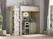 Кровать-чердак с рабочей зоной и шкафом Теремок 3