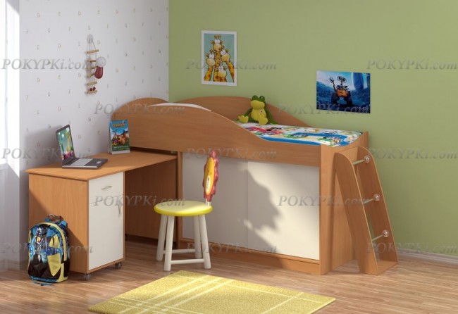 Кровать-чердак Дюймовочка 3-орех с Лестницей Дельта - 23.4​​ 