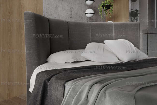 Круглая интерьерная кровать с мягкой спинкой