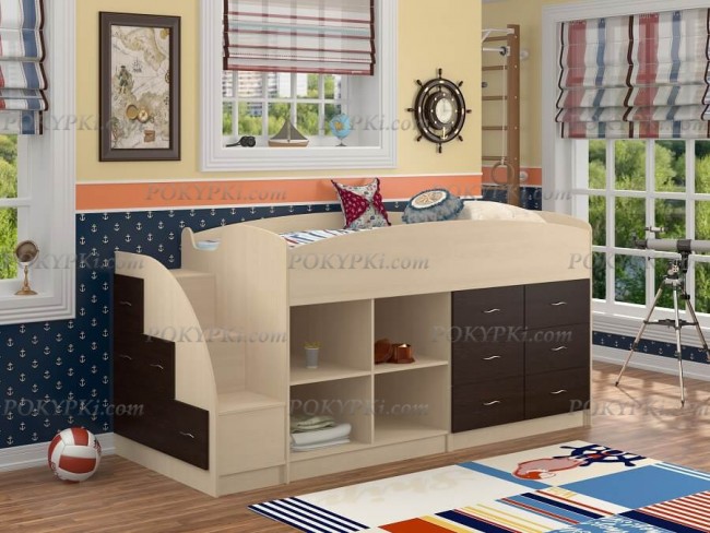 Кровать-чердак Дюймовочка 4.1-дуб_венге