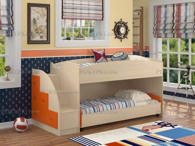 Кровать-чердак Дюймовочка 4.2-дуб_оранжевый