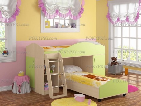 Детская кровать двухъярусная с лестницей Дюймовочка 5.1 Детская кровать двухъярусная с лестницей Дюймовочка 5.1
