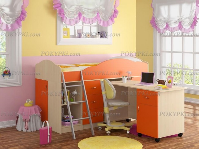 Кровать чердак с письменным столом Дюймовочка 5.2 Кровать чердак с письменным столом Дюймовочка 5.2