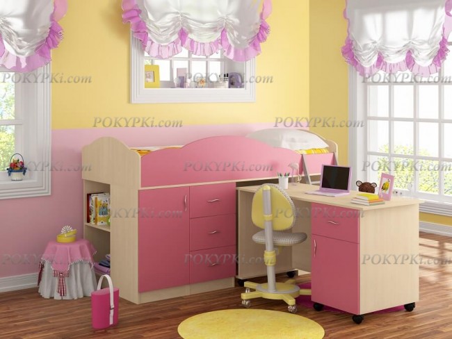 Кровать чердак с письменным столом и шкафом Дюймовочка 5.3 Кровать чердак с письменным столом и шкафом Дюймовочка 5.3