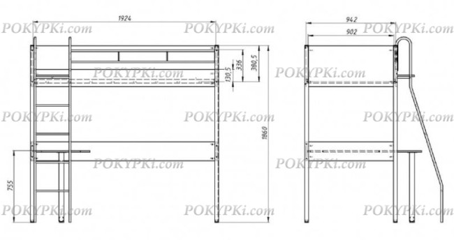 Кровать чердак Дельта Лофт 20.02.01 черная Кровать чердак Дельта Лофт 20.02.01 черная