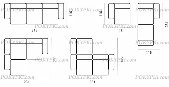 Модульный диван Фиджи 3-х секционный Модульный диван Фиджи 3-х секционный