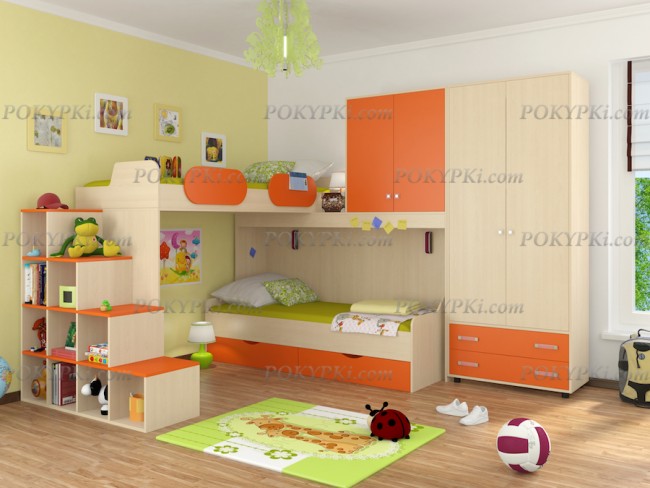 Модульная детская комната Дельта 6 оранжевый