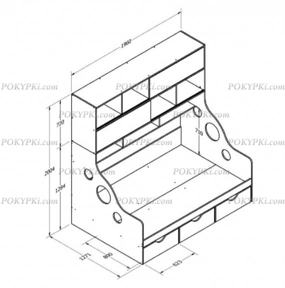 Модульная кровать Дельта 21.02 с антресолью