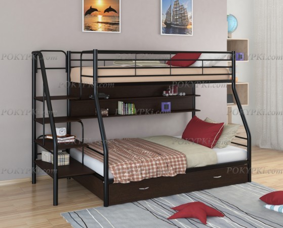 Двухъярусная кровать Толедо-1-черный/венге