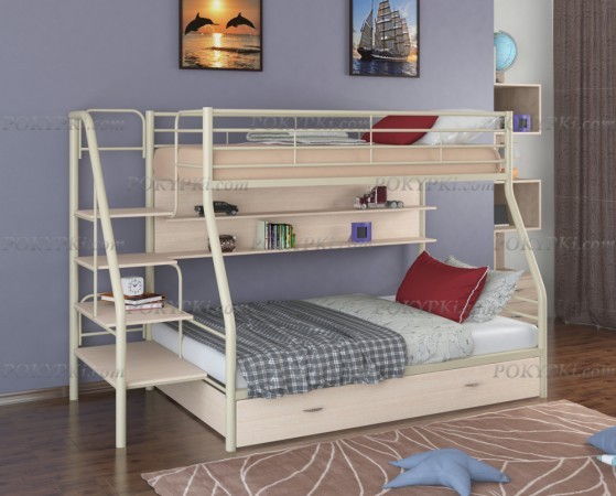 Двухъярусная кровать Толедо-1-слон/дуб