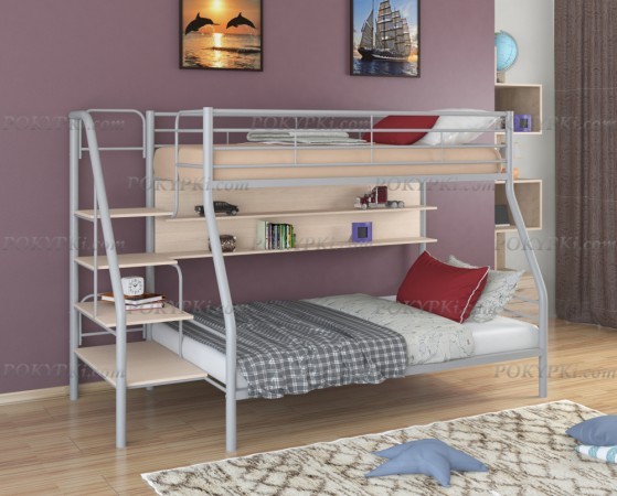 Двухъярусная кровать Толедо-1-серый/дуб