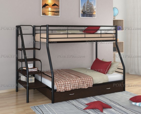 Двухъярусная кровать Толедо-1-черный/венге