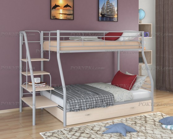 Двухъярусная кровать Толедо-1-серый/дуб