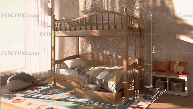 кровать двухъярусная Никки из массива